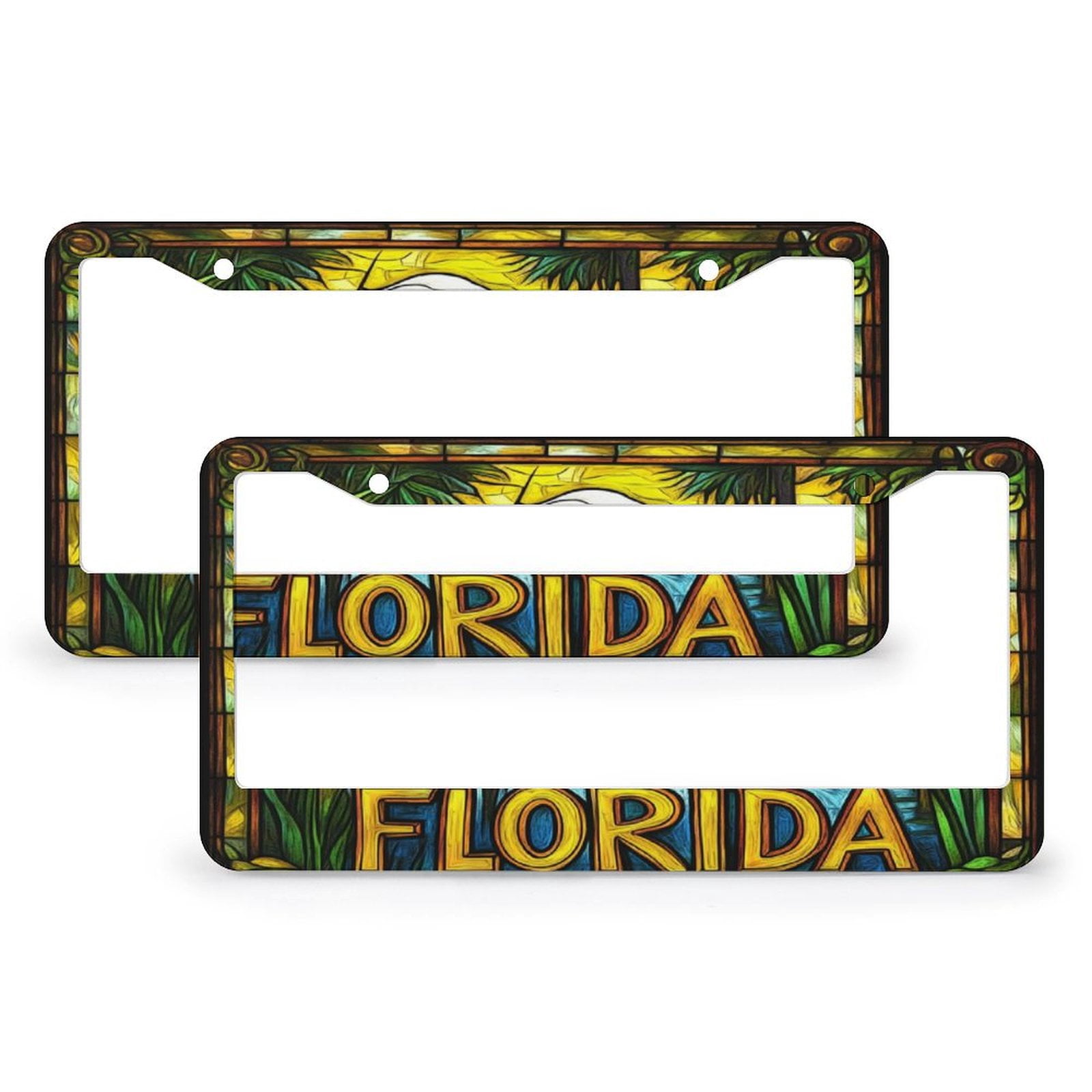 2 Pcs Set White Heron in The Florida Everglades License Plate Frames ...