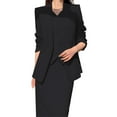 thumbnail image 1 of 2 Pcs/Set Women Suit Coat Skirt Set Formal Business Style Long Sleeves Open Sticth Coat High Waist Slim Fit A-line Midi Skirt OL Commuting Office Outfit, 1 of 8