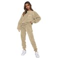 thumbnail image 1 of 2 Pcs/Set Women Top Pants Set Round Neck Long Sleeve Elastic Cuff Sweatshirt Pure Color Stretchy High Waist Ankle-banded Trousers Sport Fitness Tracksuit, 1 of 8