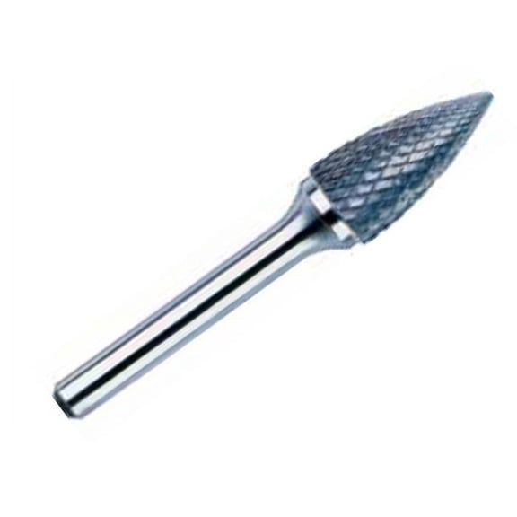 2 Pcs, Sg5 1/2" X 1" Tree Pointed End Carbide Burr 1/4 Shank, Dulsg5, Finish: Uncoated (Bright) Cutting Length: 1"