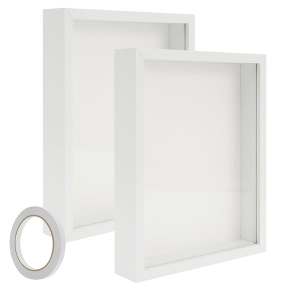 2 Pcs Shadow Box Frame Wood Shadow Box 3D Picture Frame 3 cm Inner Depth Shadow Boxes Display Cases Decorative Deep Display Box for Baby Items Tickets Photos