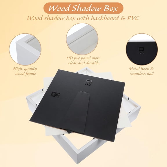 2 Pcs Shadow Boxes Display Cases, 10"x10" Deep Wood Glass 3D Shadow Box Set for Wall and Tabletop Baby Sports (White)$$Home Decor, Kitchen, &