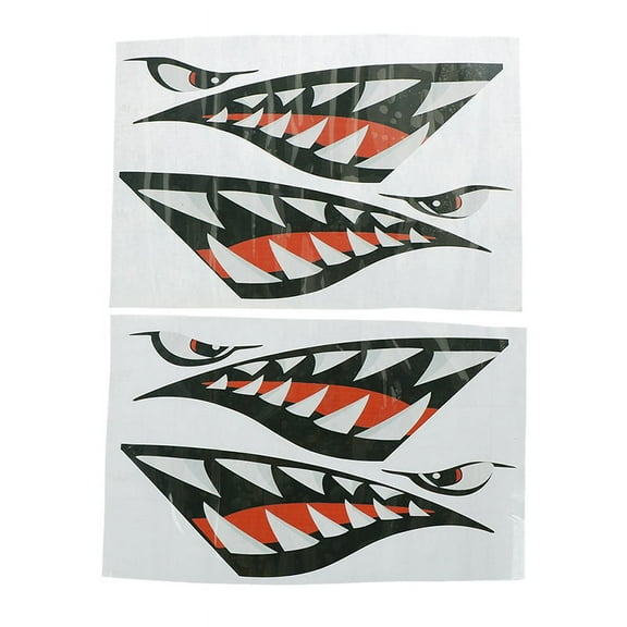 2 Pcs Shark Teeth Vinyl Decal Stickers for Dinghy Boat Kayak Canoe