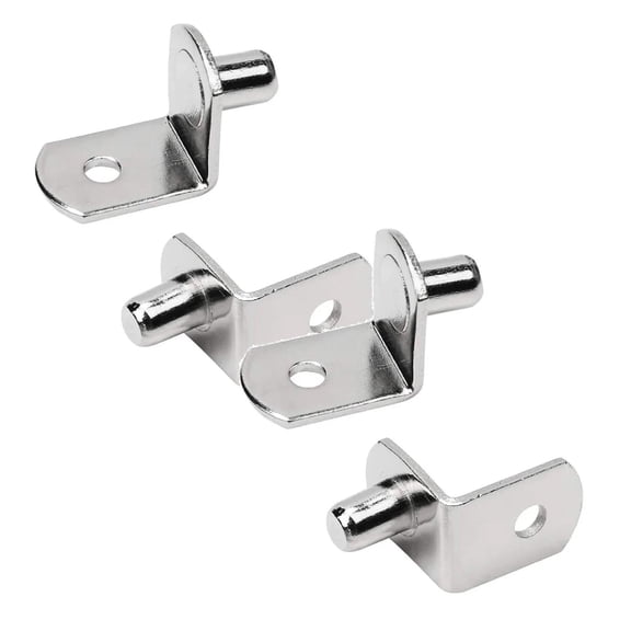 2 Pcs Shelf Pins L-Shaped Metal Support Pegs Shelf Support Pegs Bracket-Style Clips Cabinet Shelf Bracket Peg with Hole for Bookshelf Kitchen Cabinet Cupboard Shelves Holders, Silver