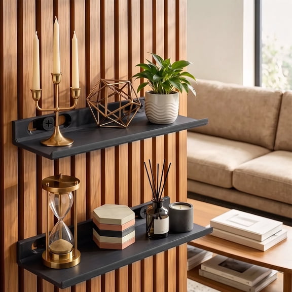 2 Pcs Shelf for Acoustic Panel, No Drilling Acoustic Panel Accessories Floating Wall Shelf Set for Plant Flower Decor