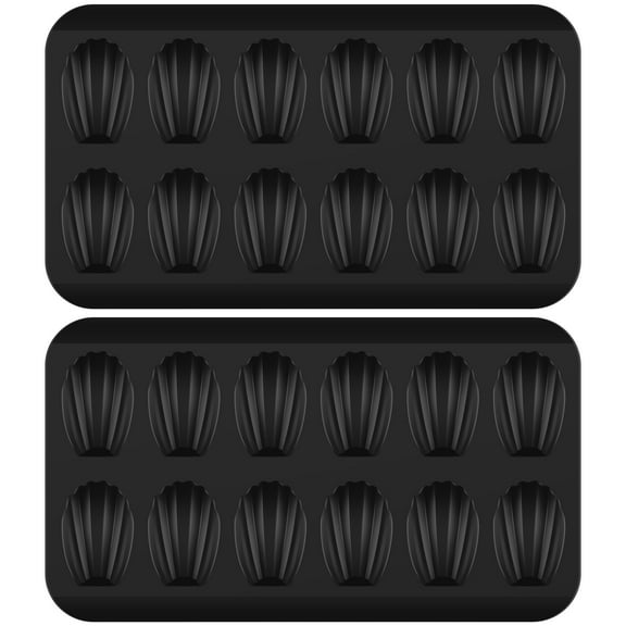 2 Pcs Shell Baking Mold 12 Cavity Carbon Steel Cookie Cake Pan Nonstick Shell Shape Baking Pan for Home Kitchen Bakery Restaurant