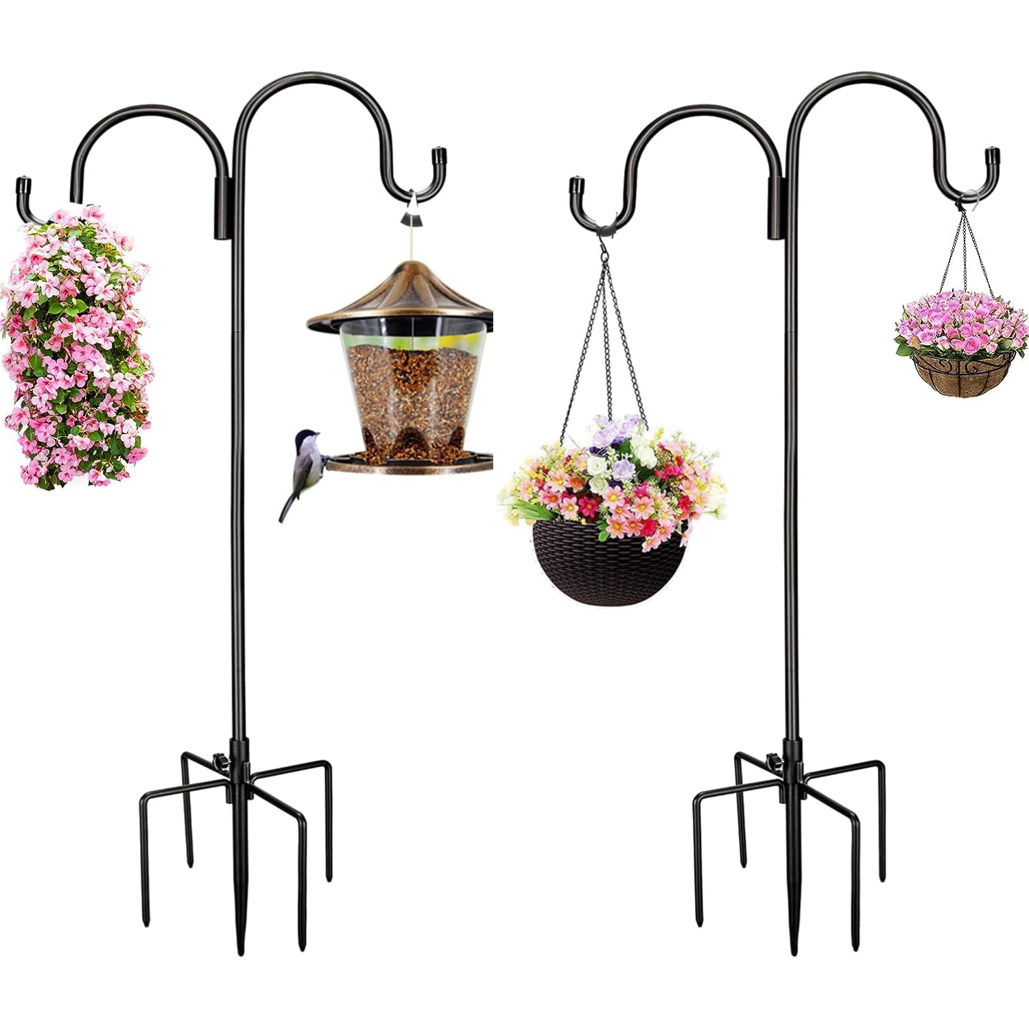 2 Pcs Shepherds Hook Outdoor Shepherd's Hook 48in Bird Feeder Pole