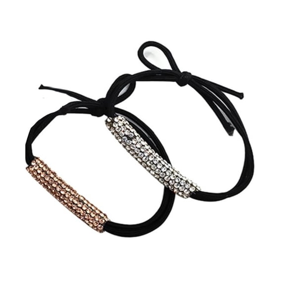 2 Pcs Shining Hair Tie,Rhinestones Inlaid Hair Rope,High Elastic Simple Hair Tie,Girls Ponytail Holder Hair Accessories,Hair Scrunchies Jewelry Accessorie for Women Ladies