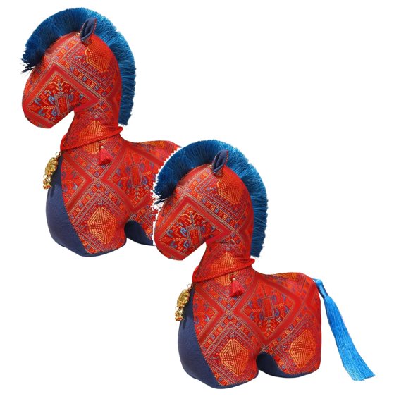 2 Pcs!! Shiogb Pony Figurine, Plush Ornament - Festive New Year Décor Symbolizing Good Luck and Wealth, An Ideal Gift for Family and Friends in the 2026 New Year, Red