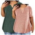 thumbnail image 1 of 2 Pcs Shirts for Women Plus Size Tee Vneck Short Sleeve Blouse Tops Casual Tshirt Summer Clothes, 1 of 3