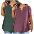 thumbnail image 1 of 2 Pcs Shirts for Women Plus Size Tee Vneck Short Sleeve Blouse Tops Casual Tshirt Summer Clothes, 1 of 3