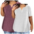 thumbnail image 1 of 2 Pcs Shirts for Women Plus Size Tee Vneck Short Sleeve Blouse Tops Casual Tshirt Summer Clothes, 1 of 3
