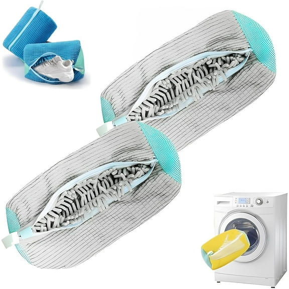 2 Pcs Shoe Washing Machine Bag,Shoe Cleaning Bag for All Shoe Types,Laundry Shoe Bag for Washer and Dryer (Gray)