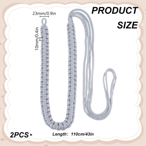 2 Pcs Shoulder Cord Single Br Polyester Staff Lanyard Shoulder Aiguillette Wire Cord Durable Military Style Shoulder Cords for Dress Uniforms Ceremonial Cosplay Gray