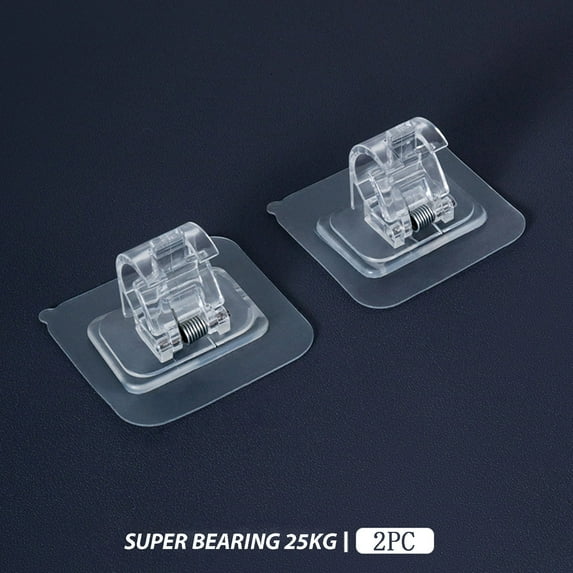 2 Pcs Shower Curtain Rod Hook - 2.3 x 2.3 x 1.5in Adhesive No Drill Hanging Bracket for Towels