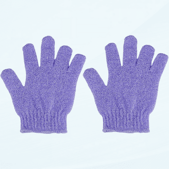 2 Pcs Shower Gloves, Exfoliating Gloves, Exfoliating Mitt, Exfoliating Body Scrub, Loofah Bath Gloves for Men, Women (Purple)