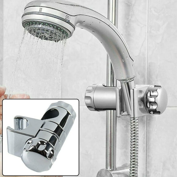 2 Pcs Shower Head Holder, Silver Adjustable 22-25mm Bracket Replacement Hand Shower Bracket, Chrome Shower Rail Head Slider Holder