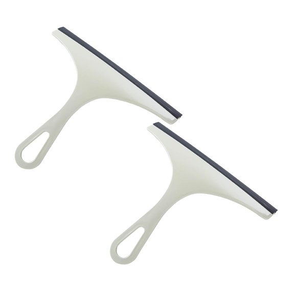 2 Pcs Shower Squeegee for Bathroom Glass Doors and Mirror, Rubber Window Cleaner Tool, Clear Plastic Water Wiper for Car Windshield Cleaning, 8.66x7.87 Inch, Green