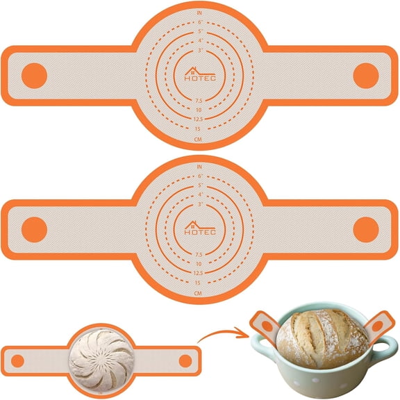 2 Pcs Silicone Bread Sling for Dutch Oven, 0.7MM Thickened Heat Resistant to 500°F Non-Stick Baking Mat with Long Handle Easy to Transfer Sourdough Bread, Dutch Oven Liners Baking Supplies