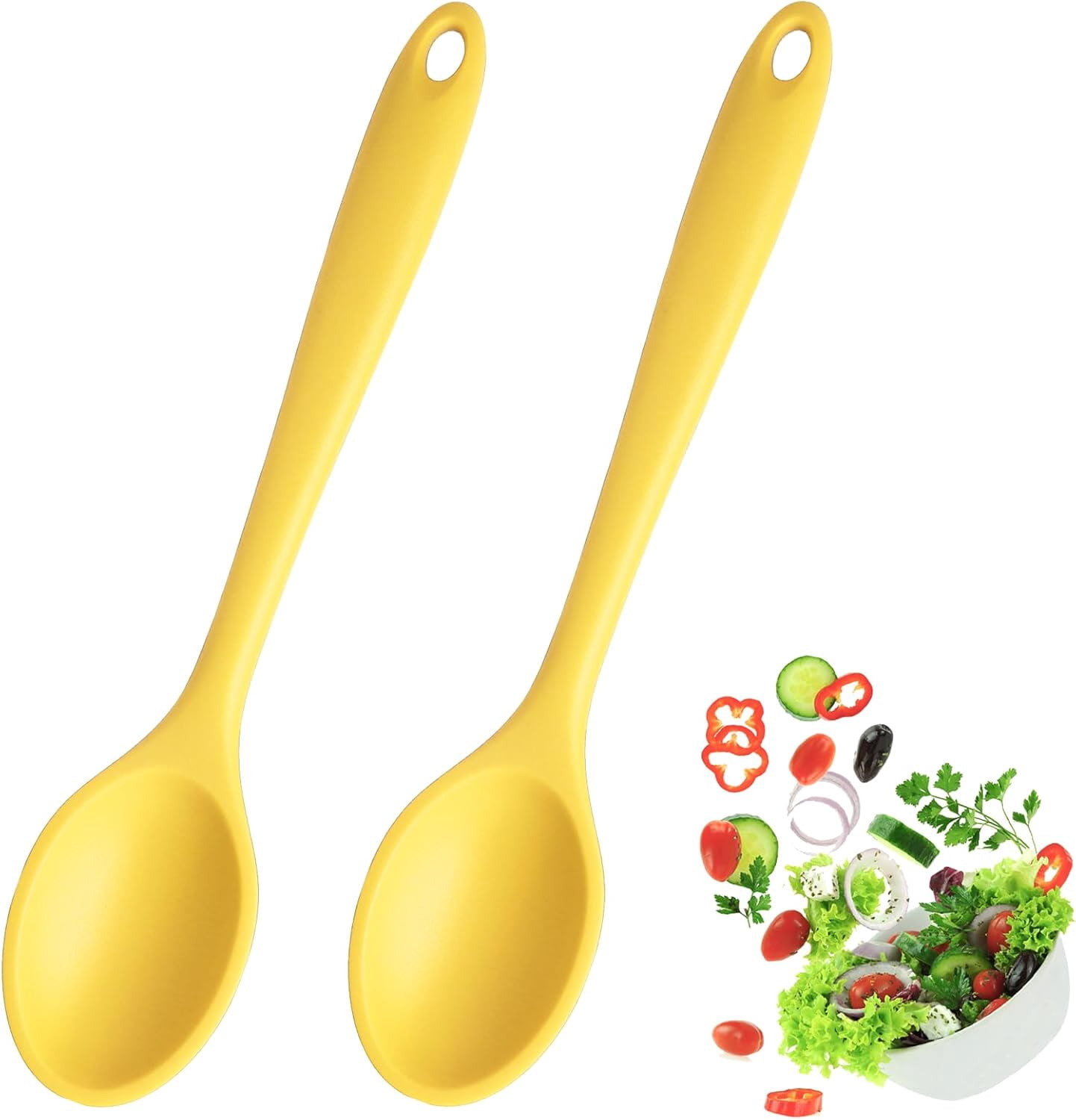 2 Pcs Silicone Cooking Spoons, 10.6 Inch Heat Resistant Kitchen Spoons ...