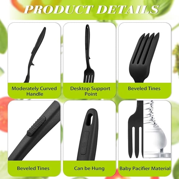 2 Pcs Silicone Flexible Fork 11.6 Inch Silicone Heat Resistant Cooking Fork Large Kitchen Non Stick Spork Ultimate for Mix Ingredients, Mash Food, Whisk Eggs,