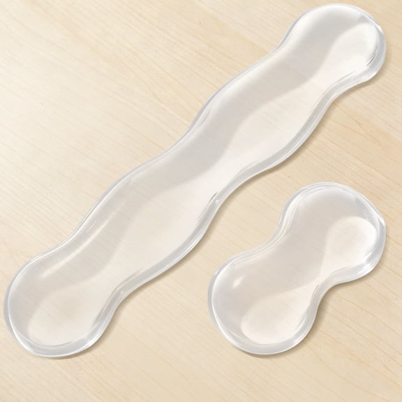 2 Pcs Silicone Keyboard and Mouse Wrist Rest. Ergonomic Clear Gel Wrist Support Set, Wrist Comfort Enhancement for Office, Home, Non-Slip, Easy to Clean