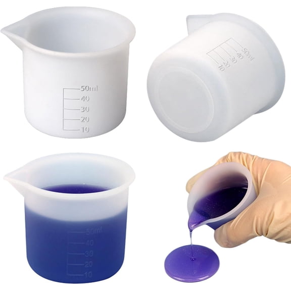 2 Pcs Silicone Measuring Cups Nonstick Reusable Silicone Mixing Cups for Epoxy Making Waxing DIY Craft 48x68x53mm Inner Diameter: 60mm Capacity: 50ml(1.69fl. oz) White