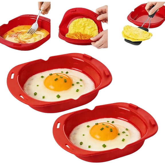 2 Pcs Silicone Omelet Maker, Silicone Microwave Omelette Make Silicones Nonstick Cooking Tray for Breakfast Easy Egg Poacher