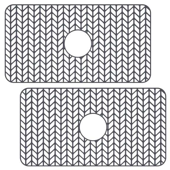 2 Pcs Silicone Sink Mat Protector 26x14 Inch Anti Slip Kitchen Grid Heat Resistant Drain Center Protecting Liner (2pcs )