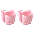 thumbnail image 1 of 2 Pcs Silicone Sink Saddle Caddy Sponge Holder, Over Sink Drain Basket Organizer for Sponges Soap Brushes Scrubbers, Space Saving Kitchen Bathroom Storage, Pink, 1 of 9