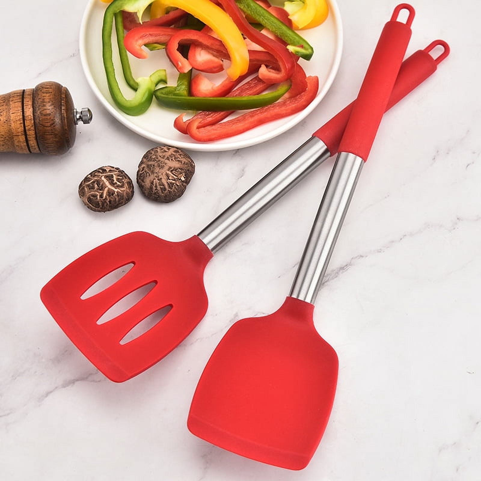 2 Pcs Silicone Spatula Set - BPA Free Stainless Steel & Silicone ...