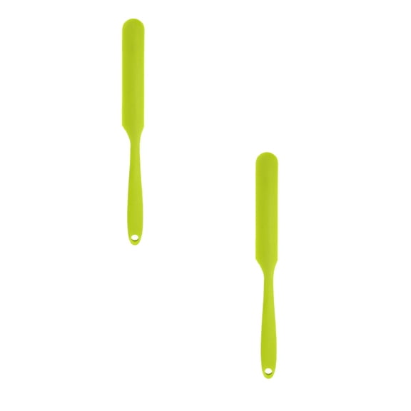 2 Pcs Silicone Spatula Silicone Jar Scraper with Long Handle Heat Resistant Cake Cream Butter Spatulas Mixing Batter Scraper Non-Stick Flexible Baking Cooking Tool, 9.65x0.98 Inch, Green