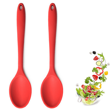 2 Pcs Silicone Spoons for Cooking Heat Resistant , Hygienic Design Cooking Utensi Mixing Spoons