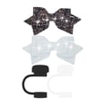 thumbnail image 1 of 2 Pcs Silicone Straw Cover For Cup, 2 Pcs Cute Glitter Bow Straw Toppers For 30&40 Oz Tumblers, Mix Black & White Straw Caps & Bow Adornments For Water Cups & Drinking Accessories, 1 of 3