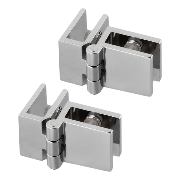 2 Pcs Silver Bathroom Shower Glass Door Hinges Cabinet Hardware Clamp Hinge Set 0 Degrees
