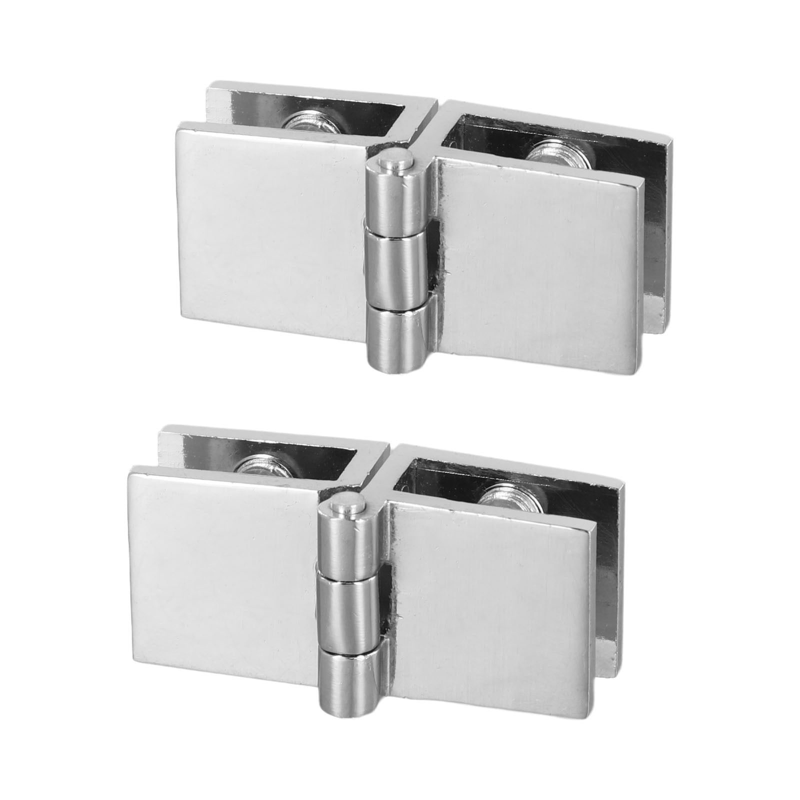 2 Pcs Silver Bathroom Shower Glass Door Hinges Cabinet Hardware Clamp ...