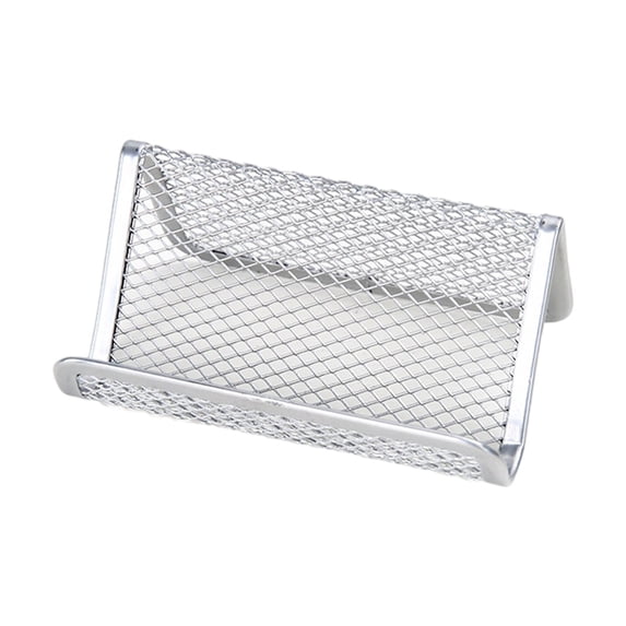 2 Pcs Silver Business Card Holder Desk, Wire Mesh Business Card Holder Display, Desktop Business Card Stand, Metal Business Card Display Holder for real estate, Office, Tradeshow, Bar(Silver*2)