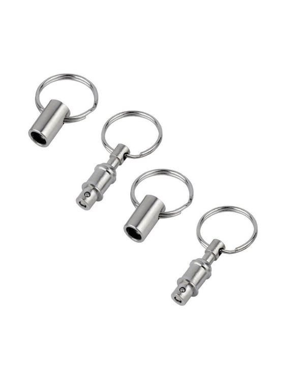 2 Pcs Silver Pull Apart Keychain, Quick Release Easy Detach Key Ring, Double Spring Split Snap Separate Key Chain, Key Ring with Dual Key Ring Snap Lock for Keys, 3.15 inch