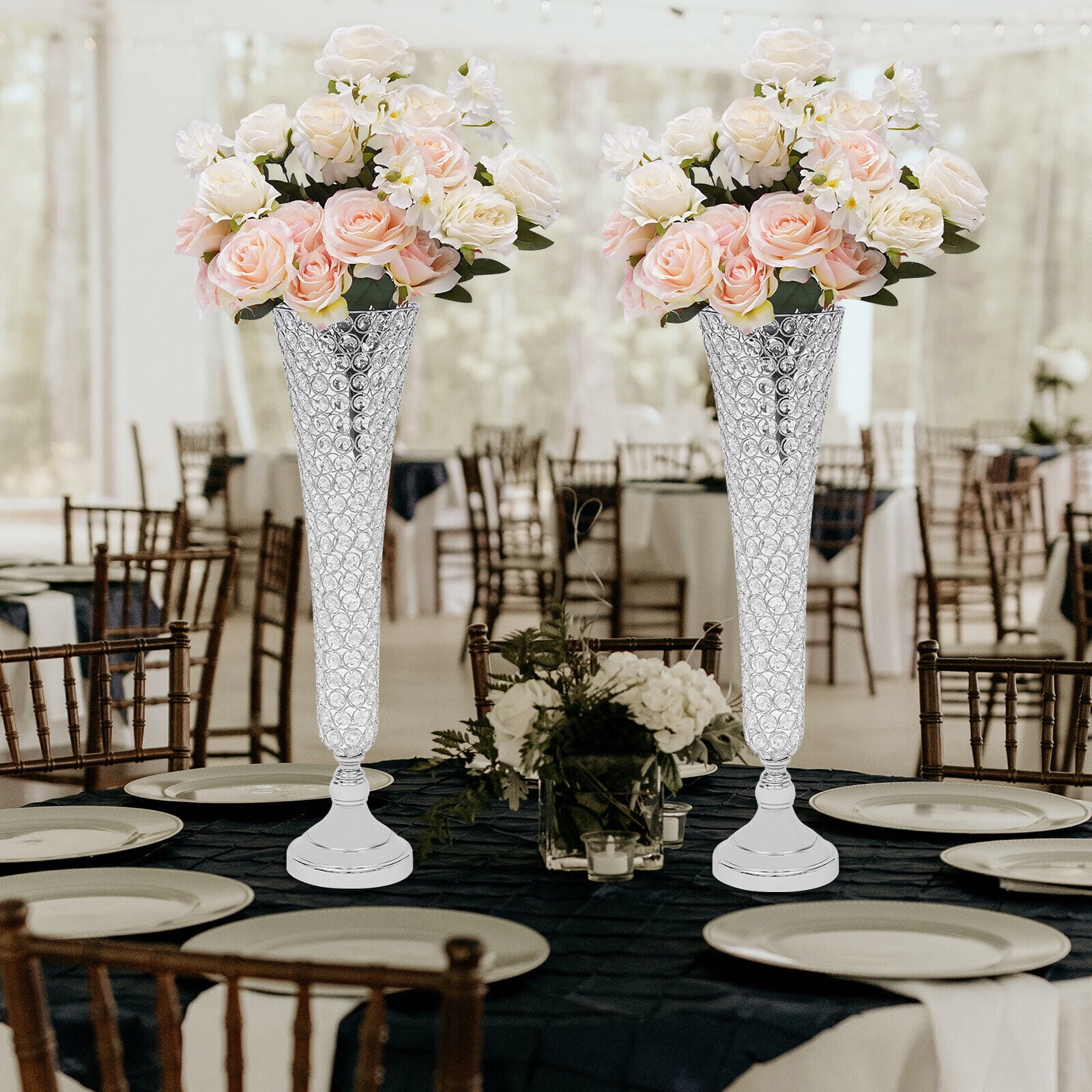 2 Pcs Silver Wedding Table Crystal Flower Stand Birthday Decorative  Centerpiece 2 Pcs Silver Wedding Table Decorative Centerpiece Crystal  Flower Stand Decor - Walmart.com, image size:1600x1600