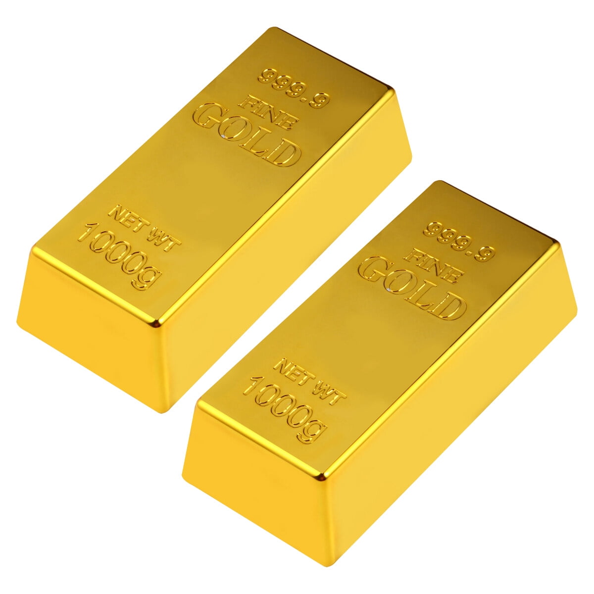 2 Pcs Simulated Gold Bar Adornments Faux Golden Bar Props Plastic Gold