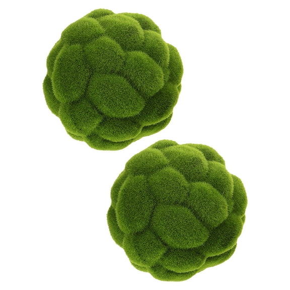 2 Pcs Simulated Moss Ball Planter Orbs Sphere Green Decor Decorative Plastic