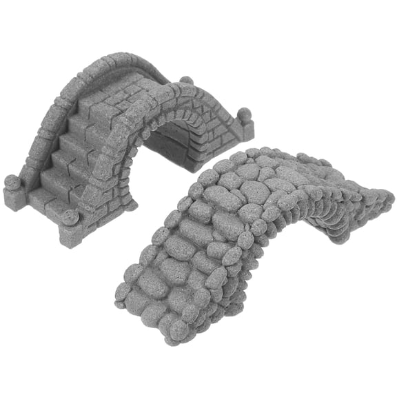 2 Pcs Simulation Bridge Decor Stone Micro Decoration Fish Tank Plants Grey