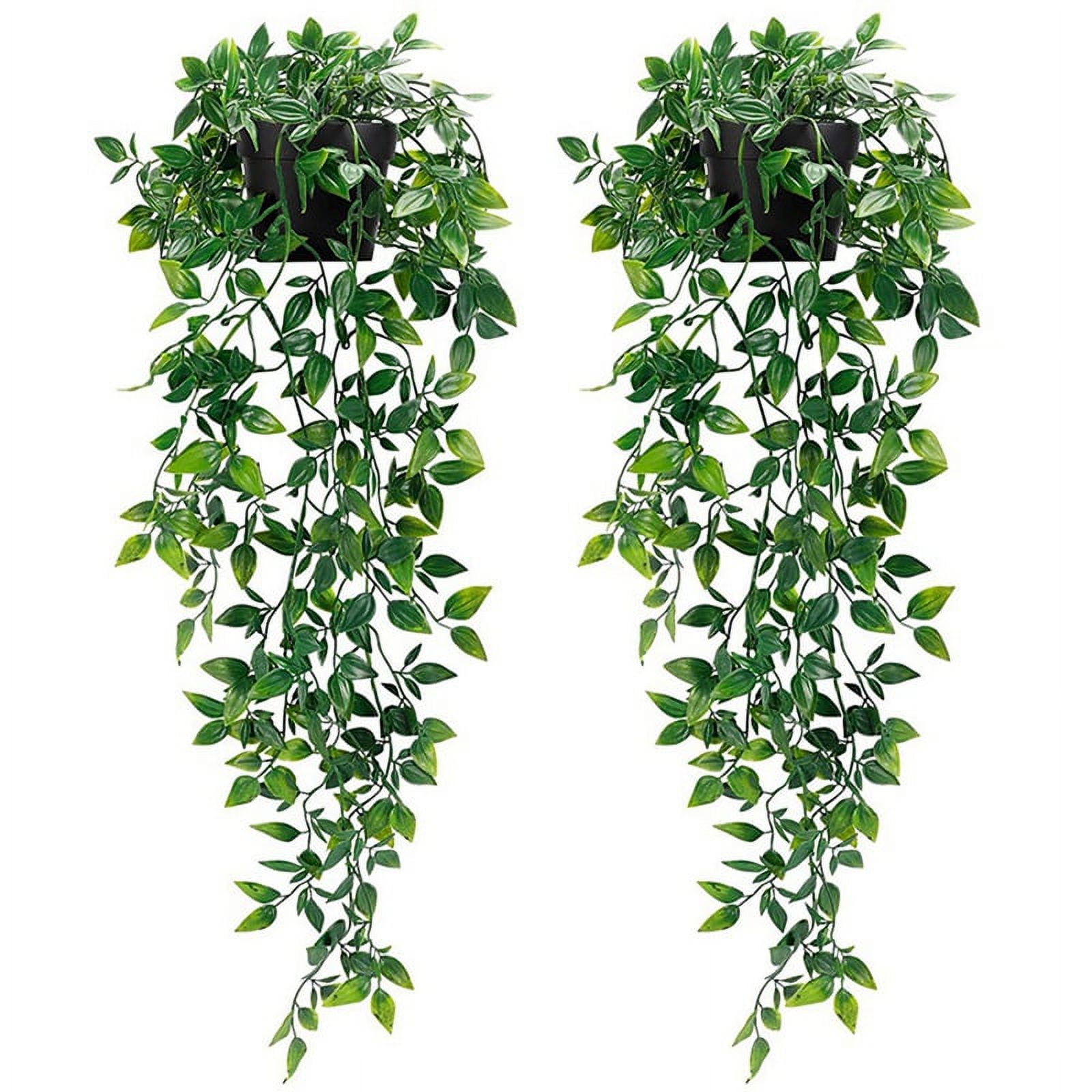 2 Pack Artificial Hanging Plants Fake Potted Plants for Indoor Outdoor Shelf Wall Decor