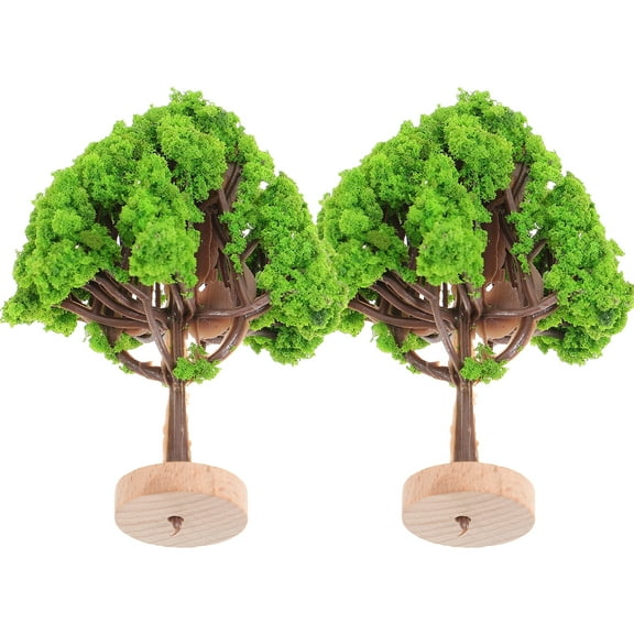 2 Pcs Simulation Landscape Tree Miniature Trees with Base Dollhouse Decoration