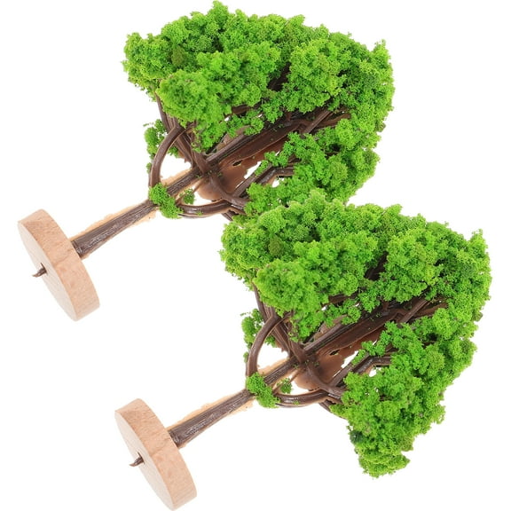 Miniature Landscape Trees for Decor Bright Green Color Adds Vitality to Scenes 2 Pcs