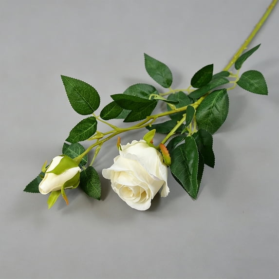 2 Pcs Simulation Rose Flowers, Silk Rose Simulated Flower, Silk Rose Bud, Roses Branch Artificial Flower for Weddings and Home Decor 26"