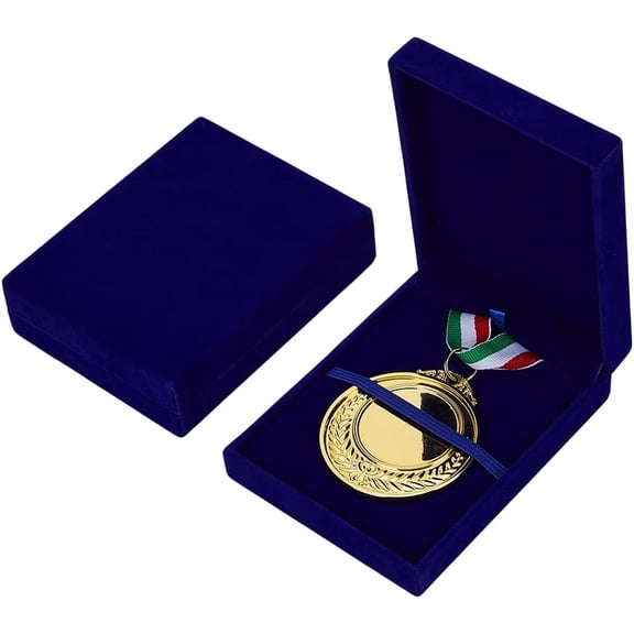2 Pcs Single Medal Display Storage Box Midnight Blue Velvet Medal Case Rectangle Award Display Box Badge Organizer Boxes Velvet Badge Gift Case for Runners Sport Winners Military Award DIY