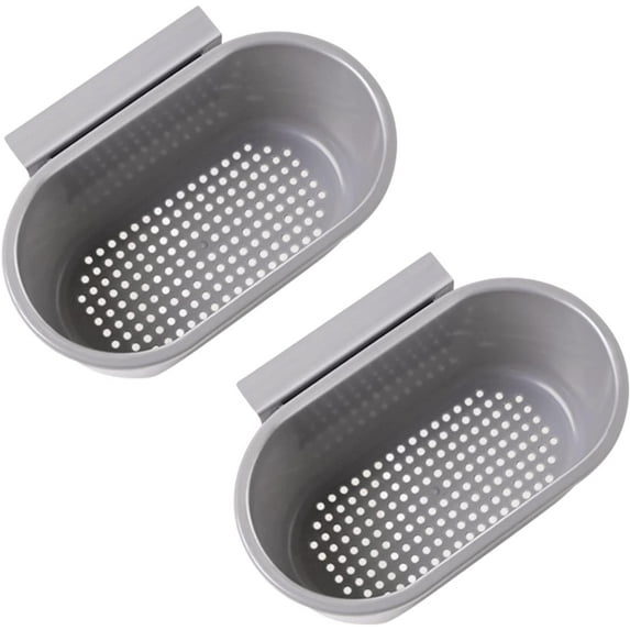 2 Pcs Sink Drain Strainer Baskets, Hanging Sink Corner Colander, Multifunction Kitchen Sink Food Catcher Basket for Filter Kitchen Waste and Wash Vegetables Fruits, Grey