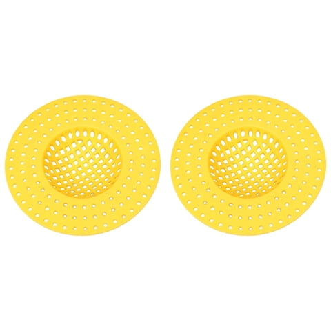 2 Pcs Drain Hair Catcher Tub Drain Protector Strainer Drain Catcher Bathtub Shower Drain Hair Trap for Kitchen Bathroom Bathtub, 3.85 Inch, Yellow