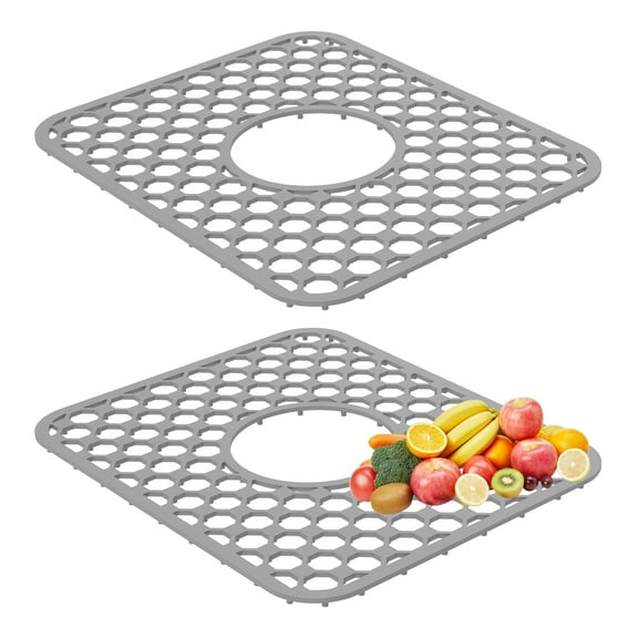 2 Pcs Sink Mat Silicone with Middle Hole Nonslip,Heat Resistant Kitchen Sink Protectors For Kitchen Sink